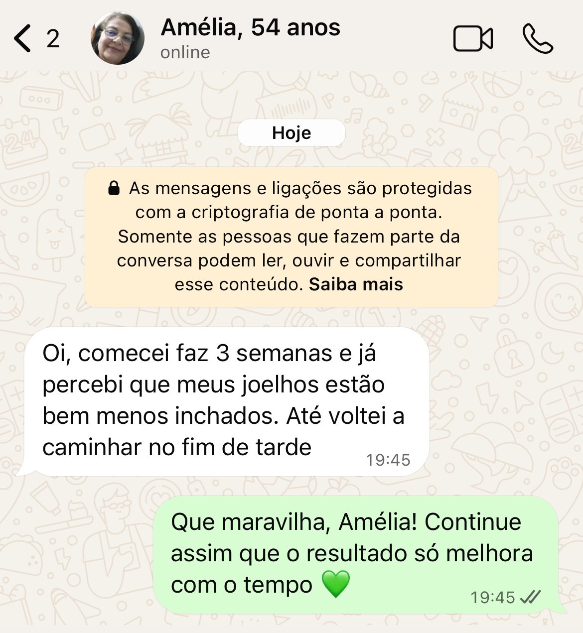 Depoimento de cliente no WhatsApp